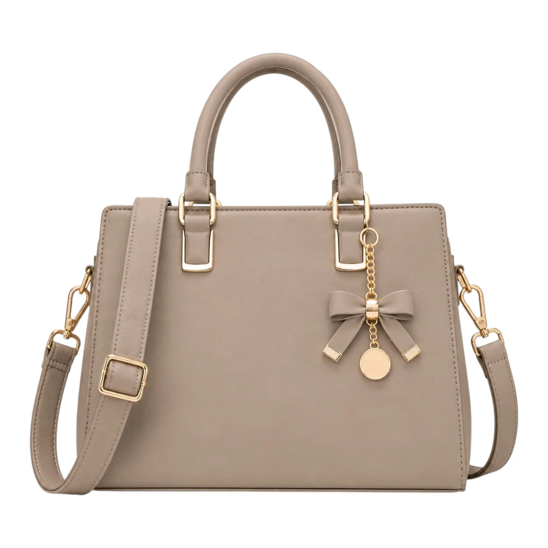 Belori Taupe Bow Women’s Satchel Handbag