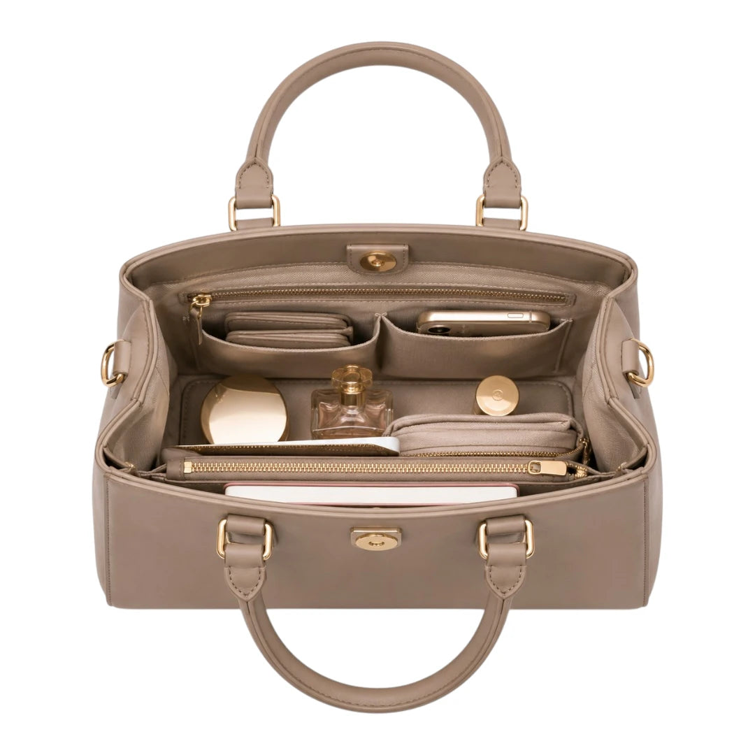 Belori Taupe Bow Women’s Satchel Handbag